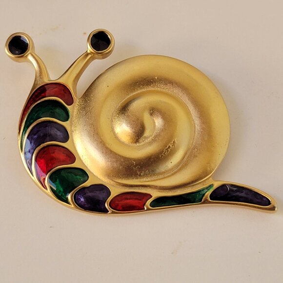Large Vintage Signed Simon Chang Snail Brooch - Picture 3 of 10